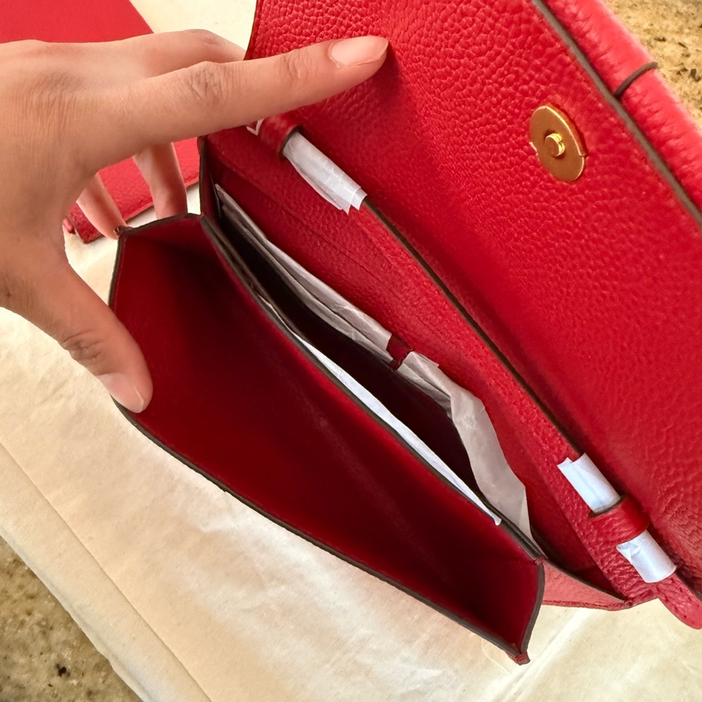 375+tory burch McGraw Wallet Crossbody  Red Color - Picture 11 of 12